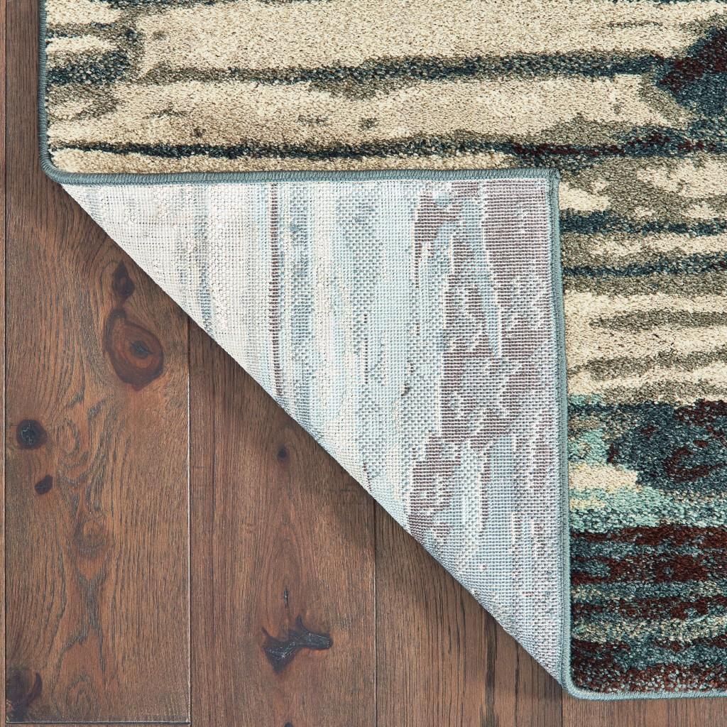 2' x 3' Ivory Blue Gray Abstract Layers Indoor Accent Rug