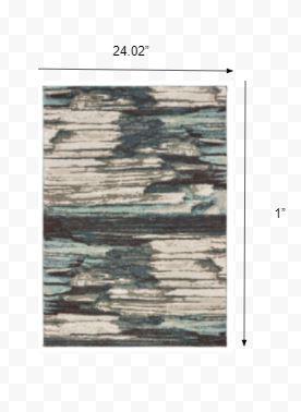 2' x 3' Ivory Blue Gray Abstract Layers Indoor Accent Rug