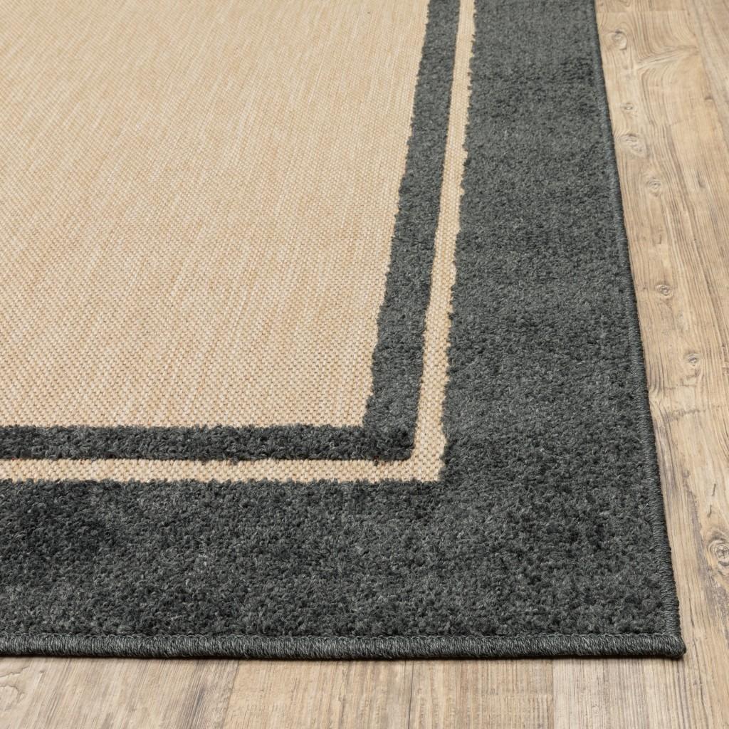 3' x 6' Sand and Black Border Indoor Outdoor Area Rug