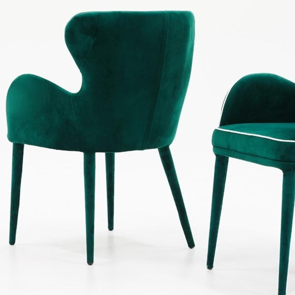 Modern Green Velvet with White Dining or Side Chair