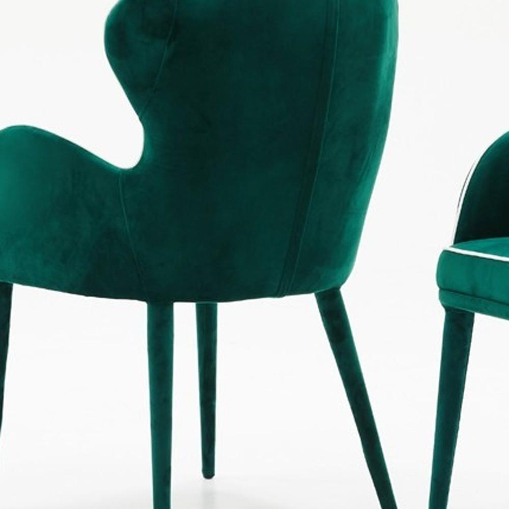 Modern Green Velvet with White Dining or Side Chair