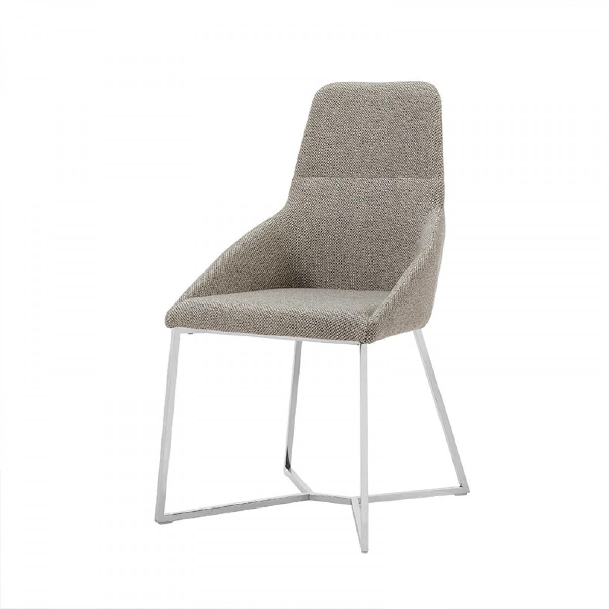 Set of 2 Light Grey and Geo Stainless Steel Dining Chairs