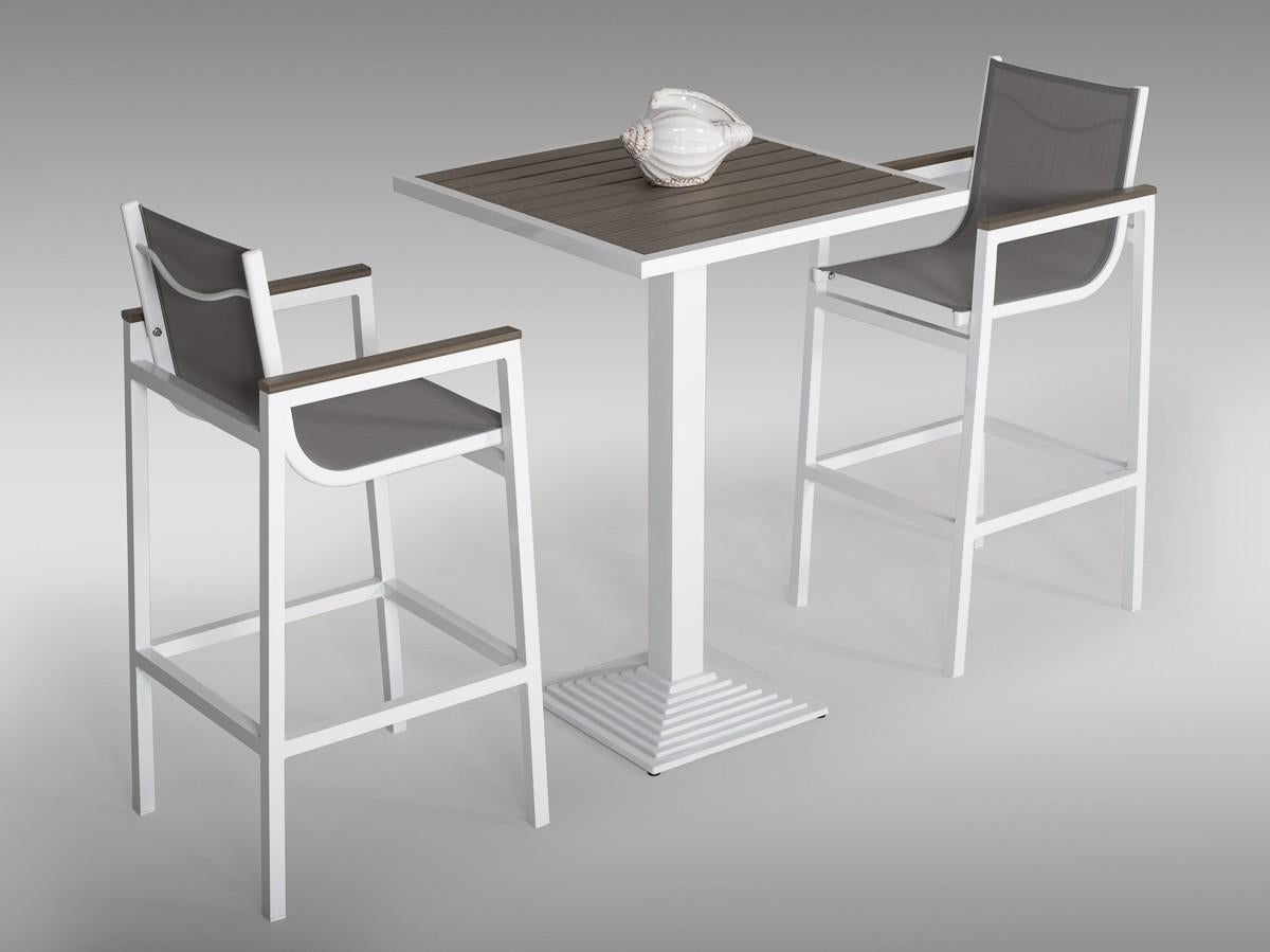 3 piece Modern White and Gray Outdoor Bar Set
