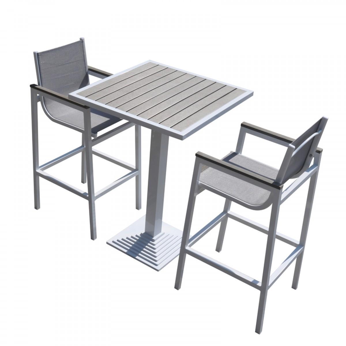 3 piece Modern White and Gray Outdoor Bar Set