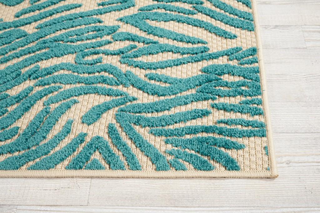 3' x 4'  Aqua Abstract Indoor Outdoor Area Rug