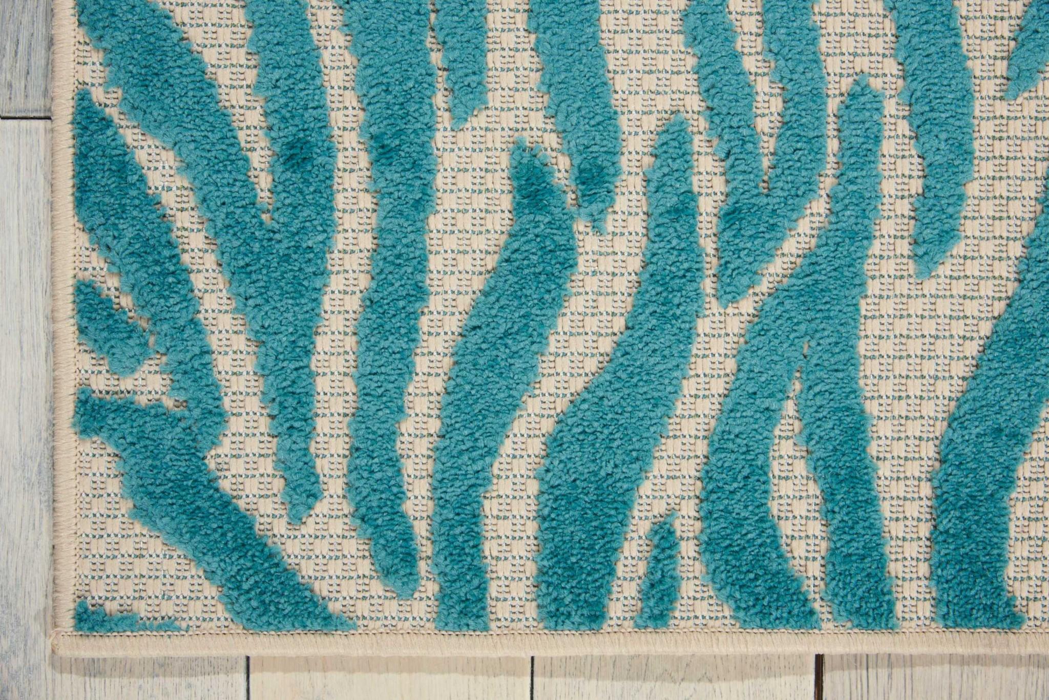 4' x 6' Aqua Abstract Indoor Outdoor Area Rug