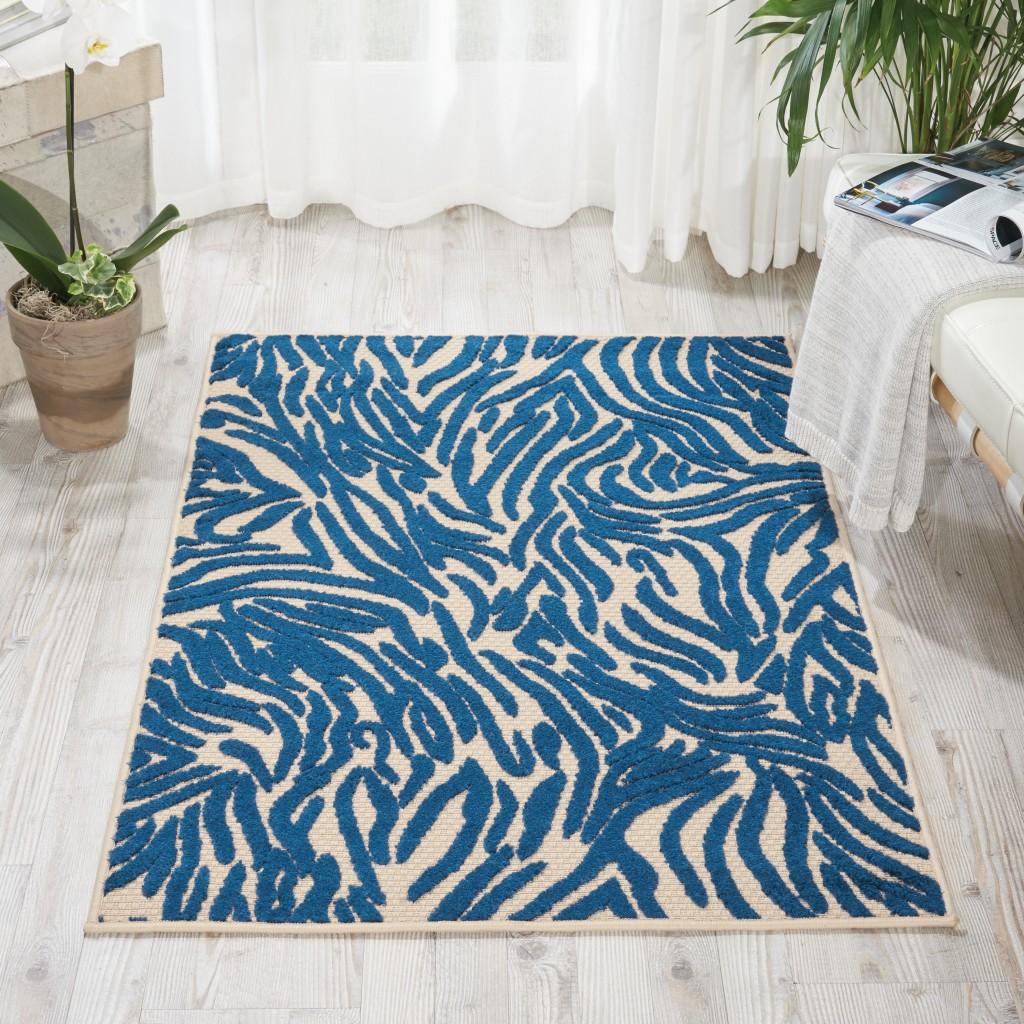 3' x 4'  Tropical Blue Abstract Indoor Outdoor Area Rug