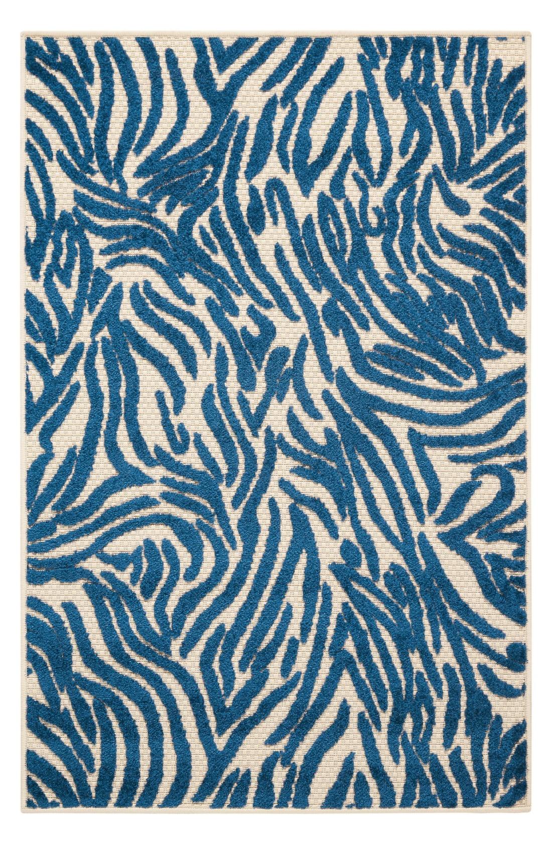 3' x 4'  Tropical Blue Abstract Indoor Outdoor Area Rug