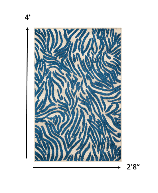 3' x 4'  Tropical Blue Abstract Indoor Outdoor Area Rug