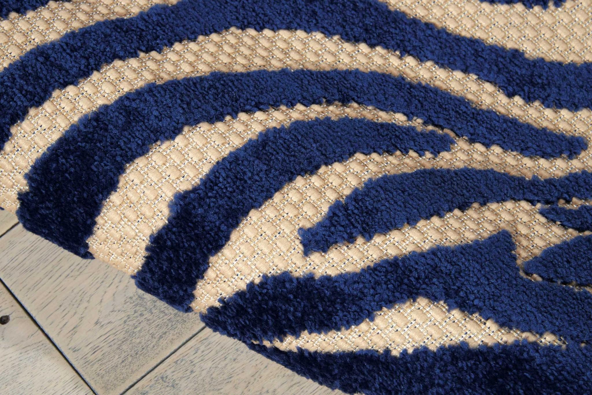 4’ x 6’ Navy Zebra Pattern Indoor Outdoor Area Rug