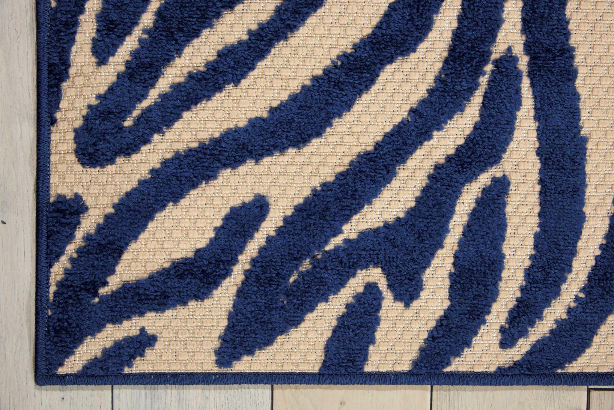 5’ x 8’ Navy Zebra Pattern Indoor Outdoor Area Rug