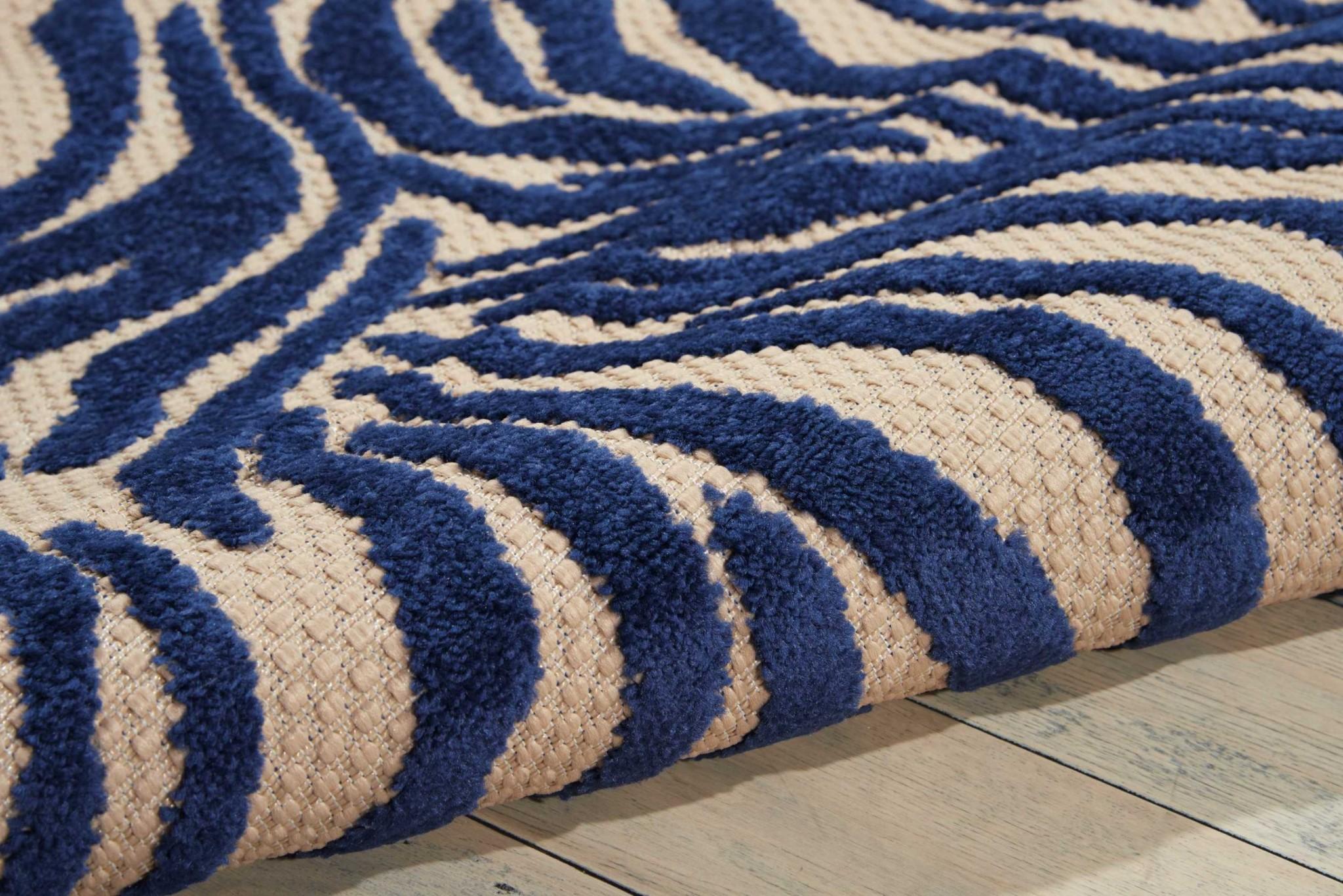 5’ x 8’ Navy Zebra Pattern Indoor Outdoor Area Rug