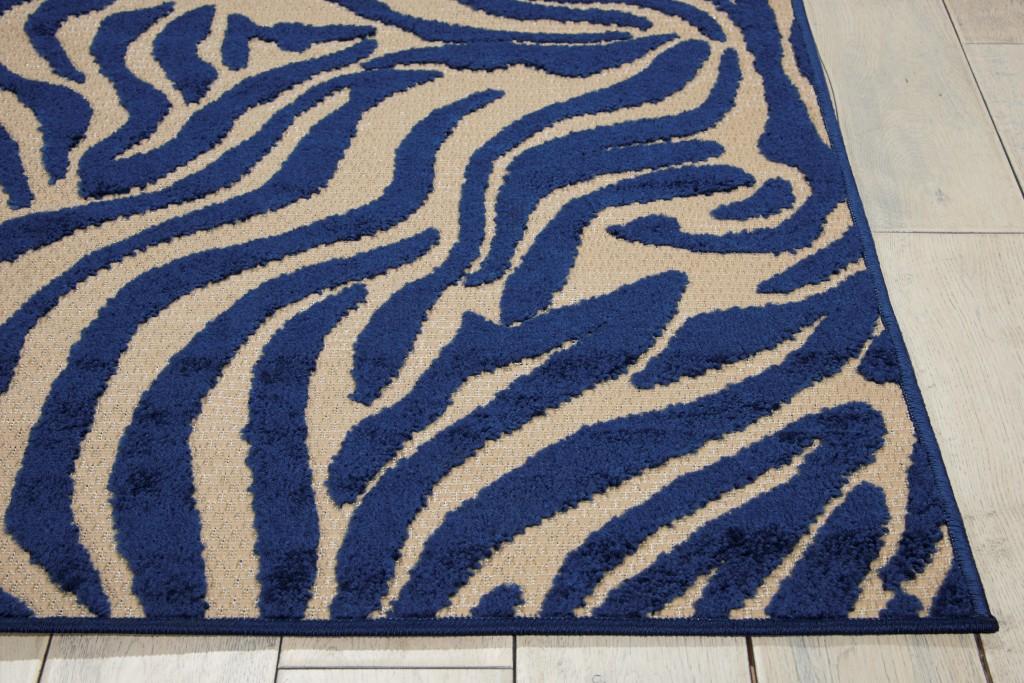 5’ x 8’ Navy Zebra Pattern Indoor Outdoor Area Rug