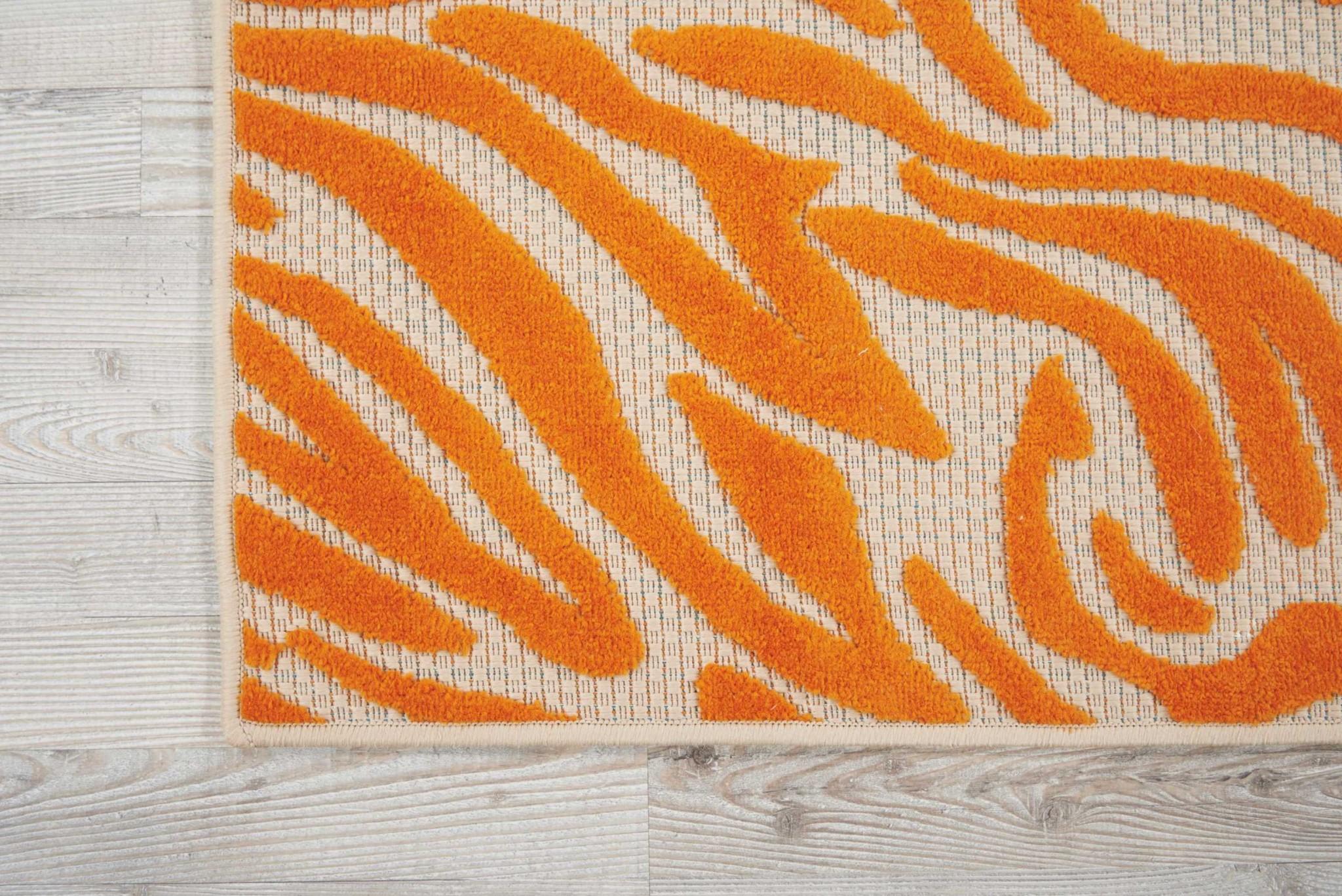 4’ x 6’ Orange Zebra Pattern Indoor Outdoor Area Rug