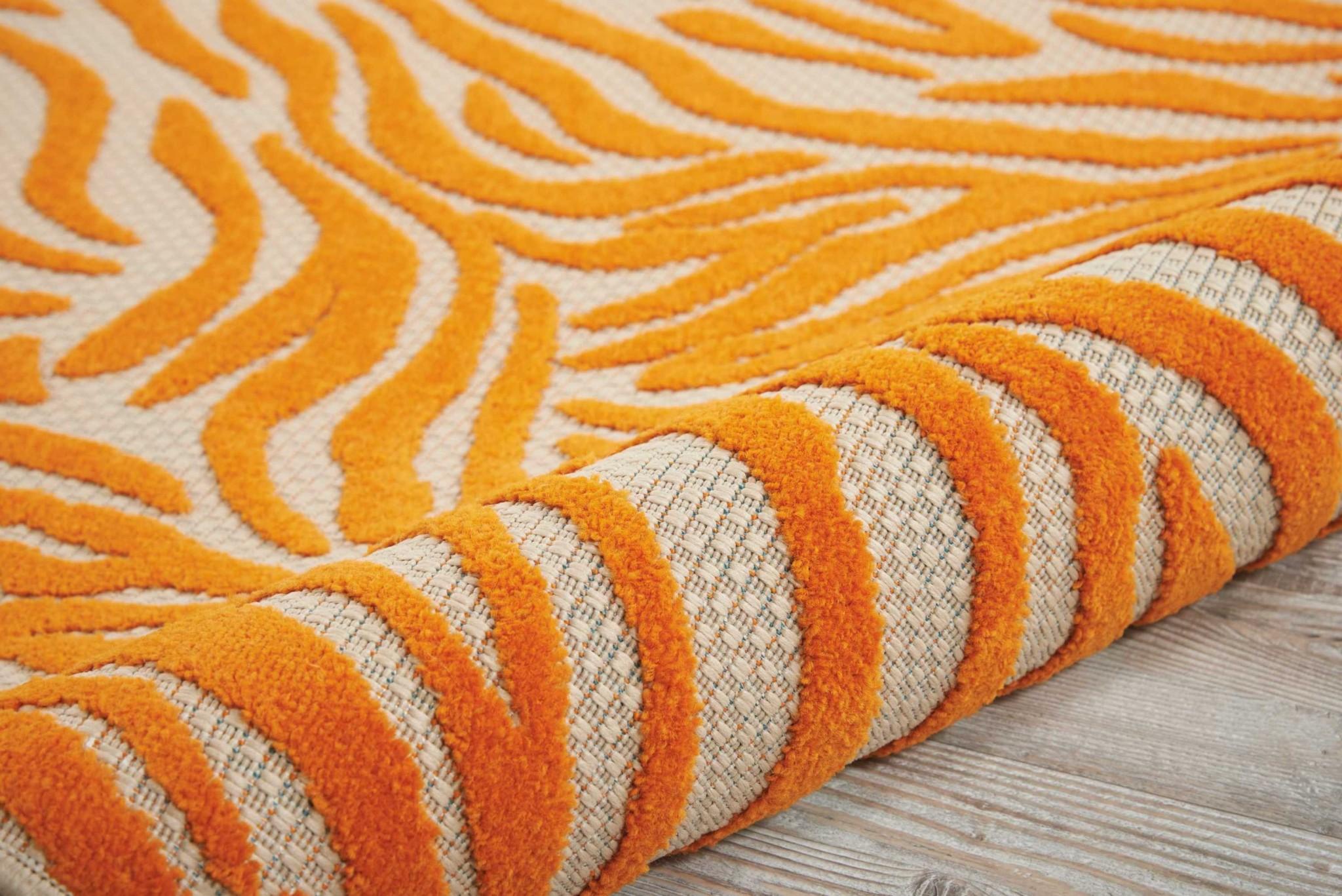 4’ x 6’ Orange Zebra Pattern Indoor Outdoor Area Rug