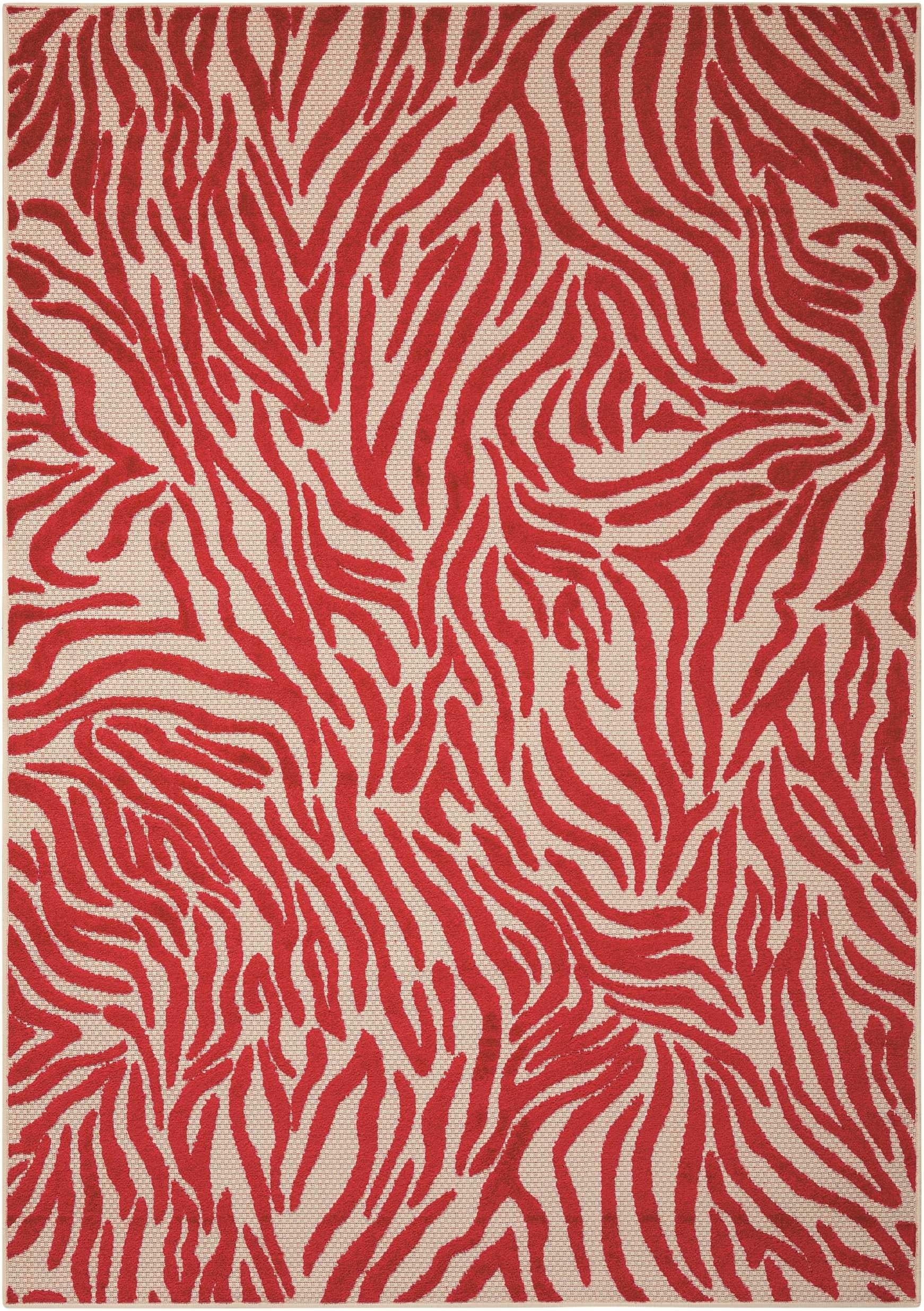 4’ x 6’ Red Zebra Pattern Indoor Outdoor Area Rug