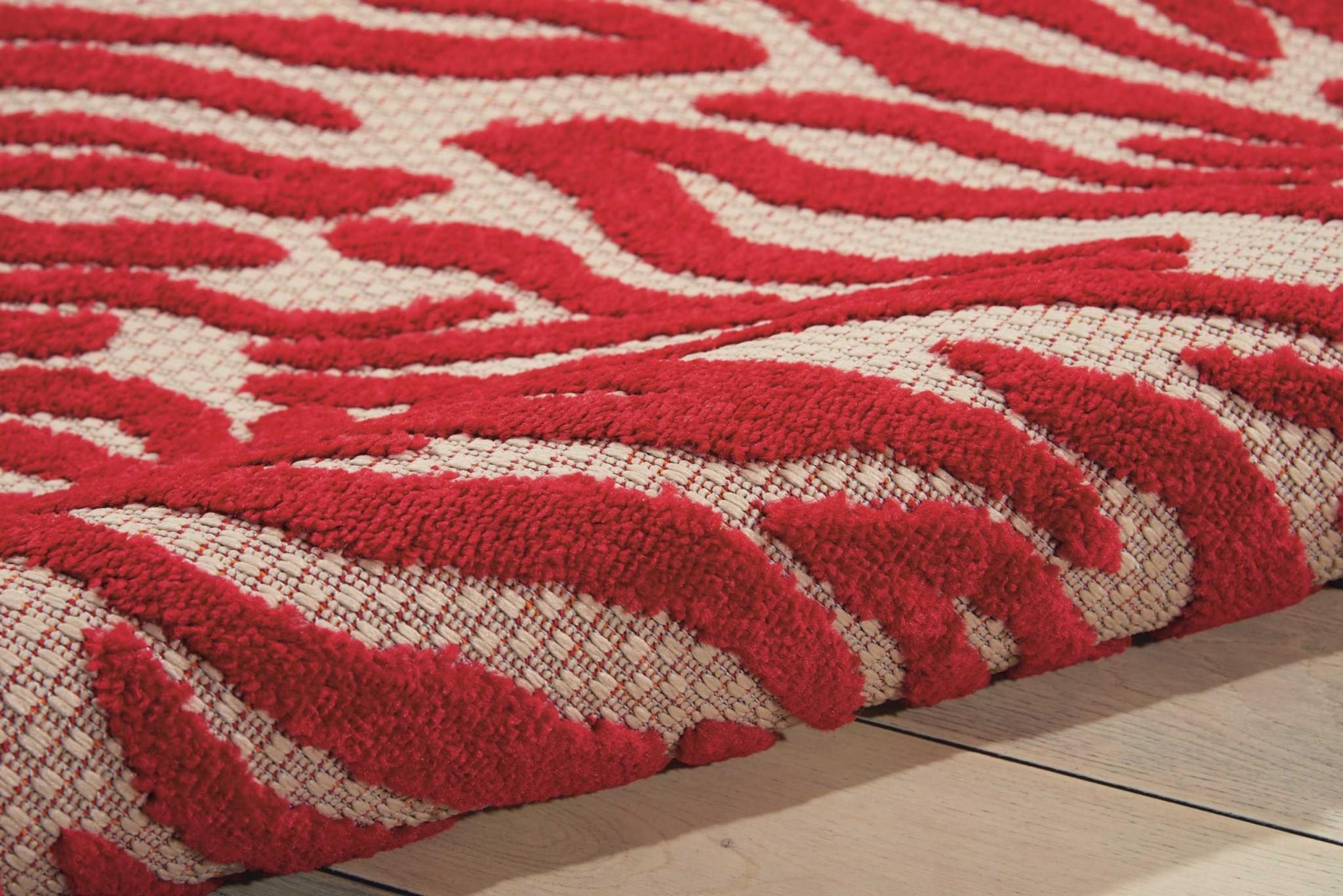 8’ x 11’ Red Zebra Pattern Indoor Outdoor Area Rug