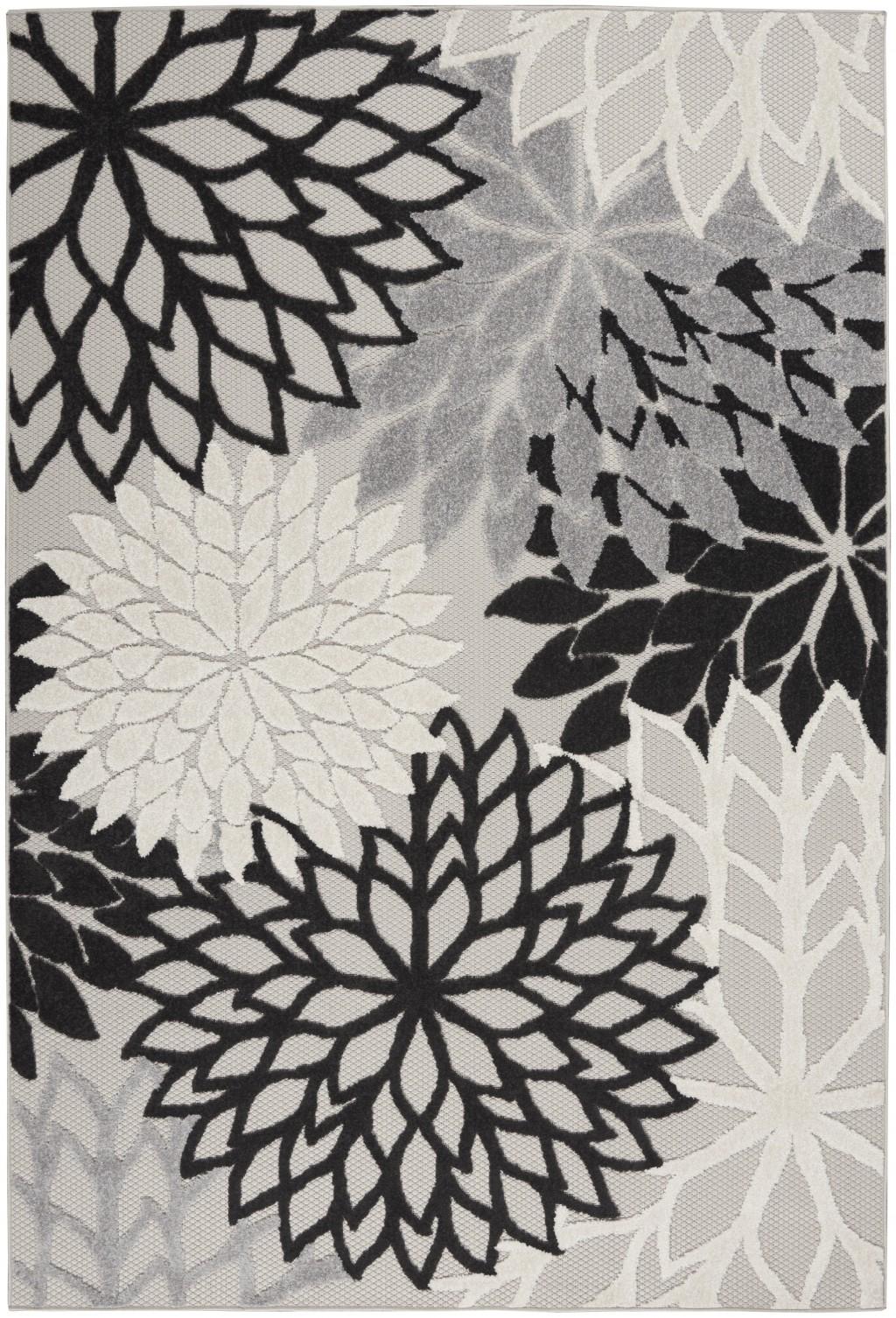 4’ x 6’ Black Gray White Indoor Outdoor Area Rug