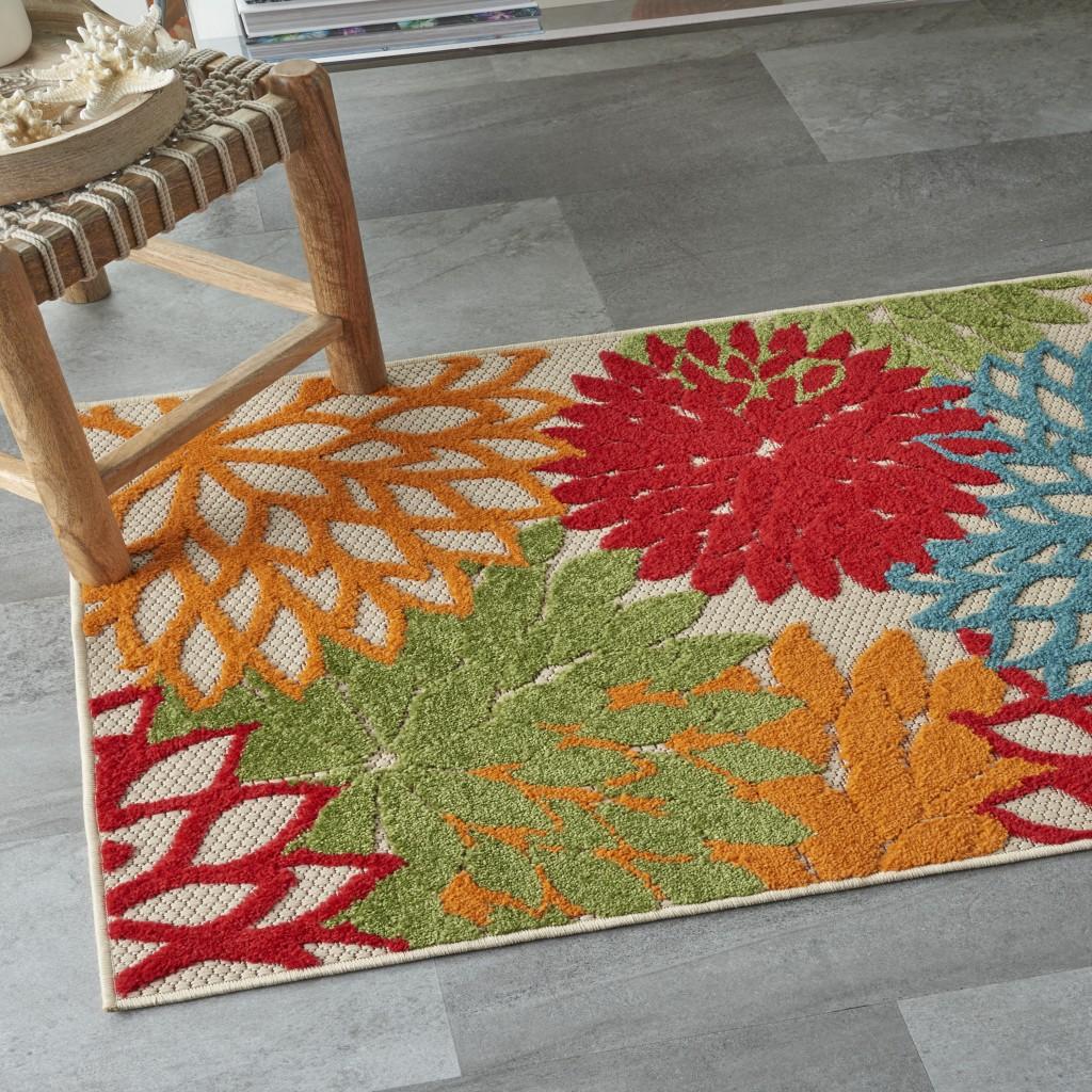 3’ x 4’ Green Floral Indoor Outdoor Area Rug