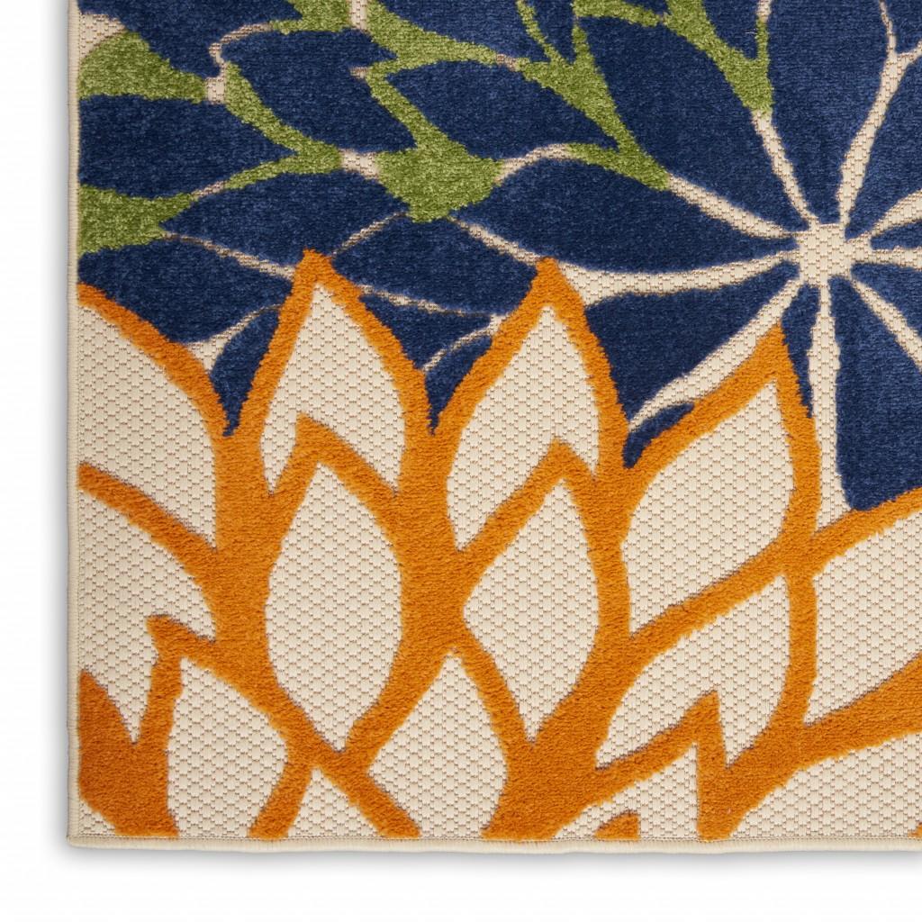 2’ x 10' Orange Floral Outdoor Runner Rug