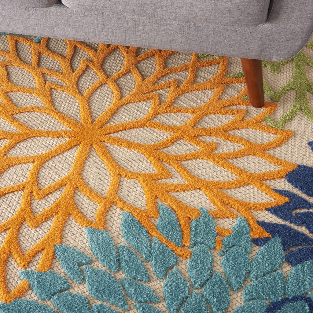 6’ x 9’ Multicolor Floral Indoor Outdoor Area Rug Default Title