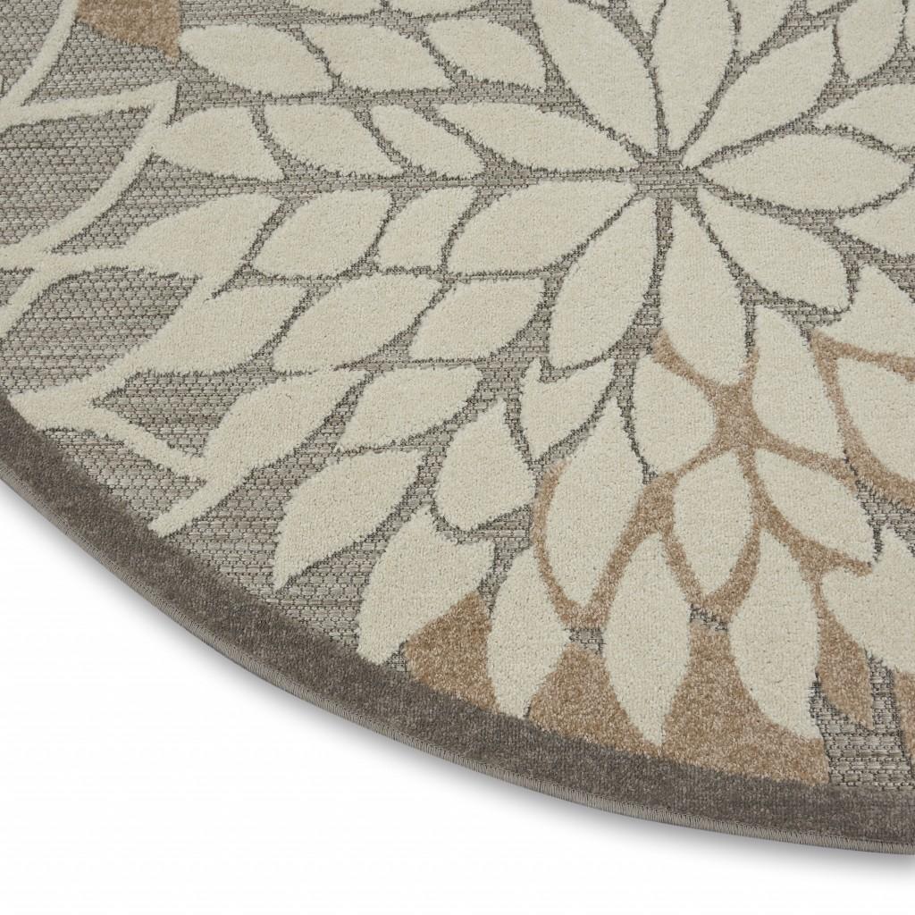 4’ Round Natural and Gray Indoor Outdoor Area Rug