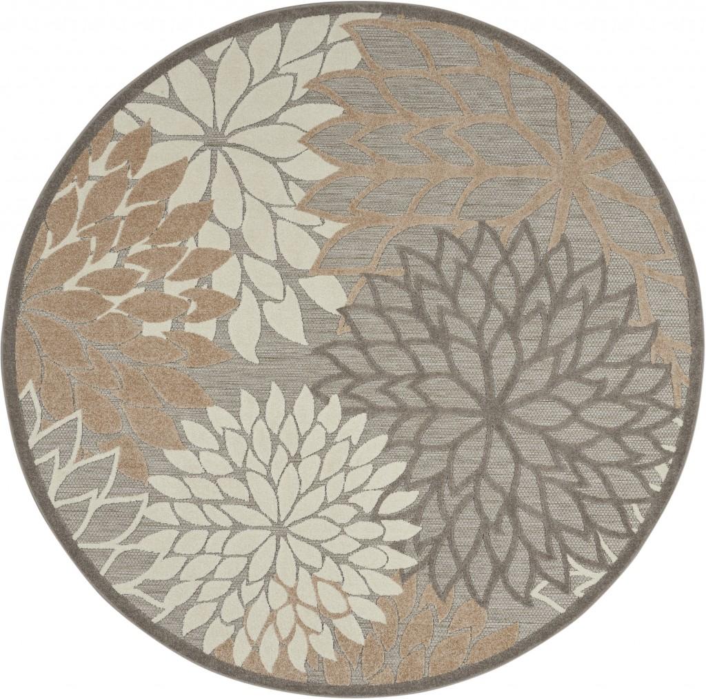 5’ Round Natural and Gray Indoor Outdoor Area Rug