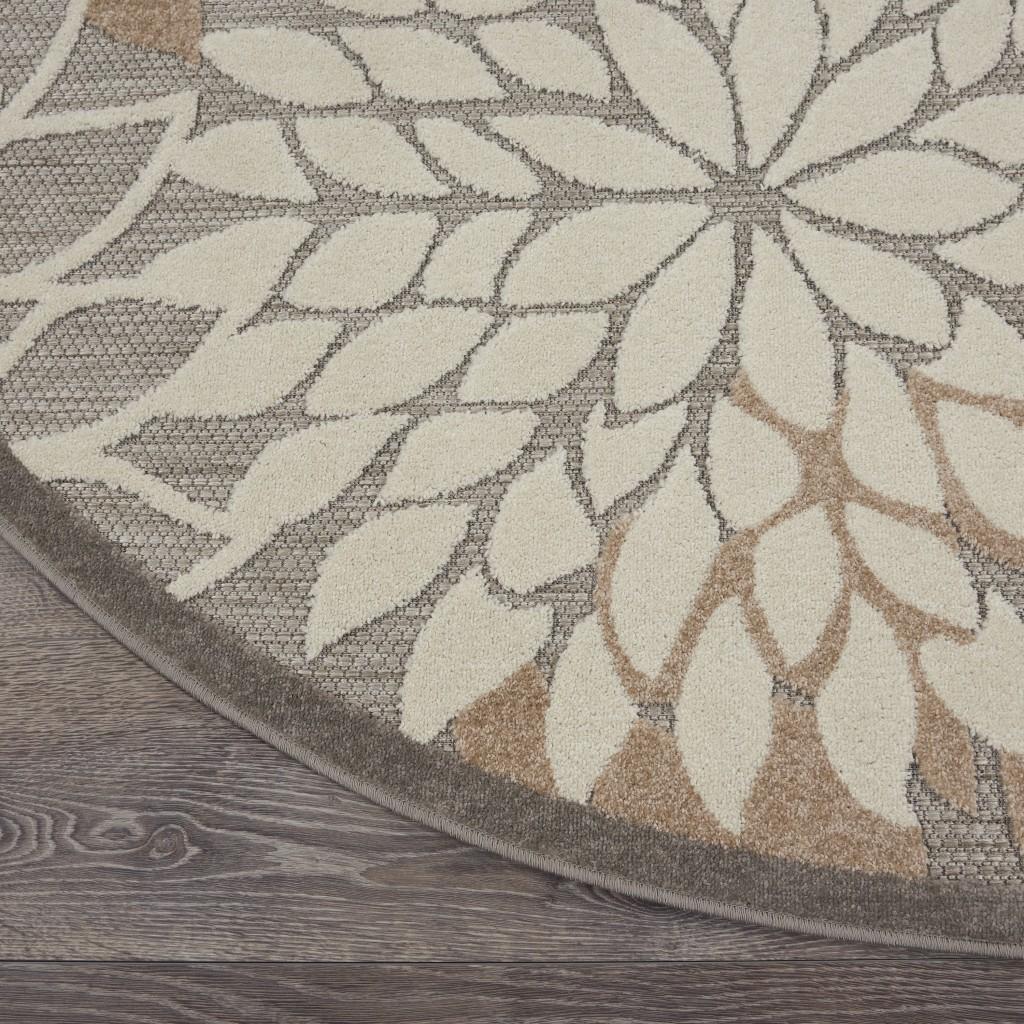 5’ Round Natural and Gray Indoor Outdoor Area Rug