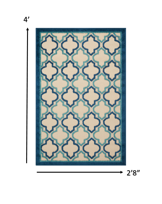 3’ x 4’ Navy Blue Trellis Indoor Outdoor Area Rug