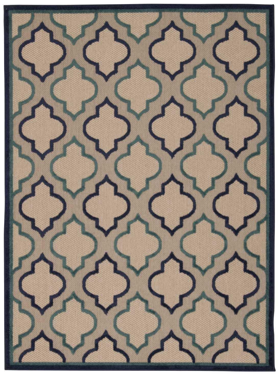 4’ x 2’8 Navy Blue Trellis Indoor Outdoor Area Rug