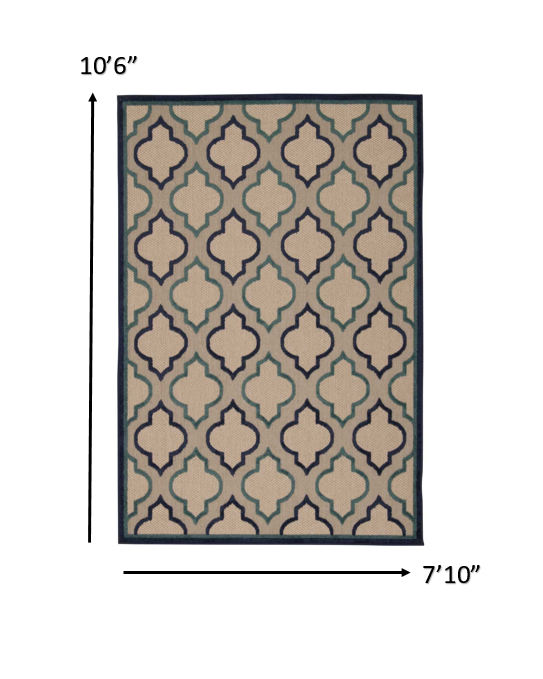 8’ x 11’ Navy Blue Trellis Indoor Outdoor Area Rug