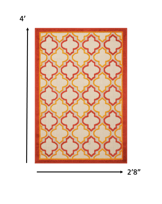 3’ x 4’ Red Trellis Indoor Outdoor Area Rug