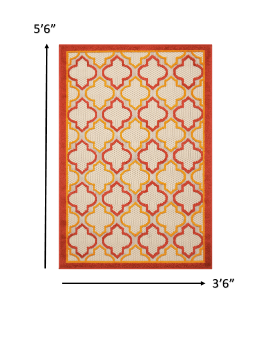 4’ x 6’ Red Trellis Indoor Outdoor Area Rug