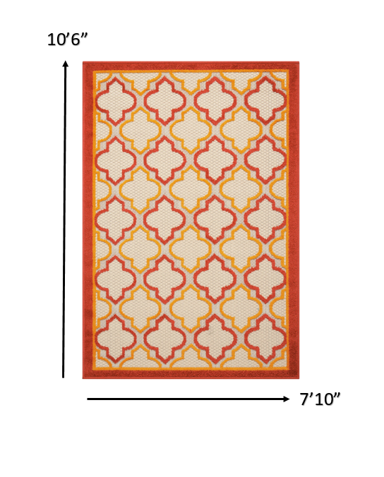 8’ x 11’ Red Trellis Indoor Outdoor Area Rug