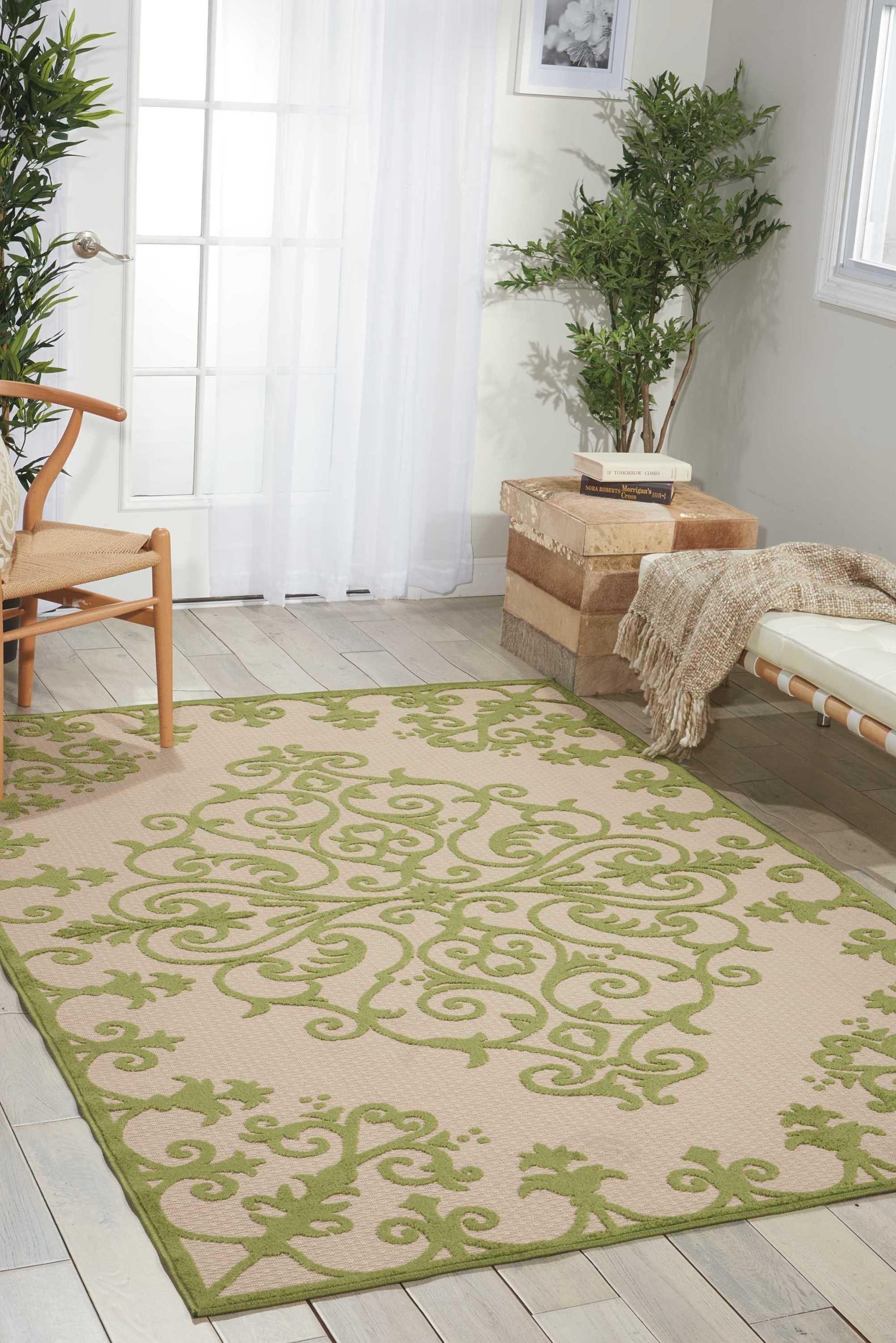 4’ x 6’ Green Medallion Indoor Outdoor Area Rug