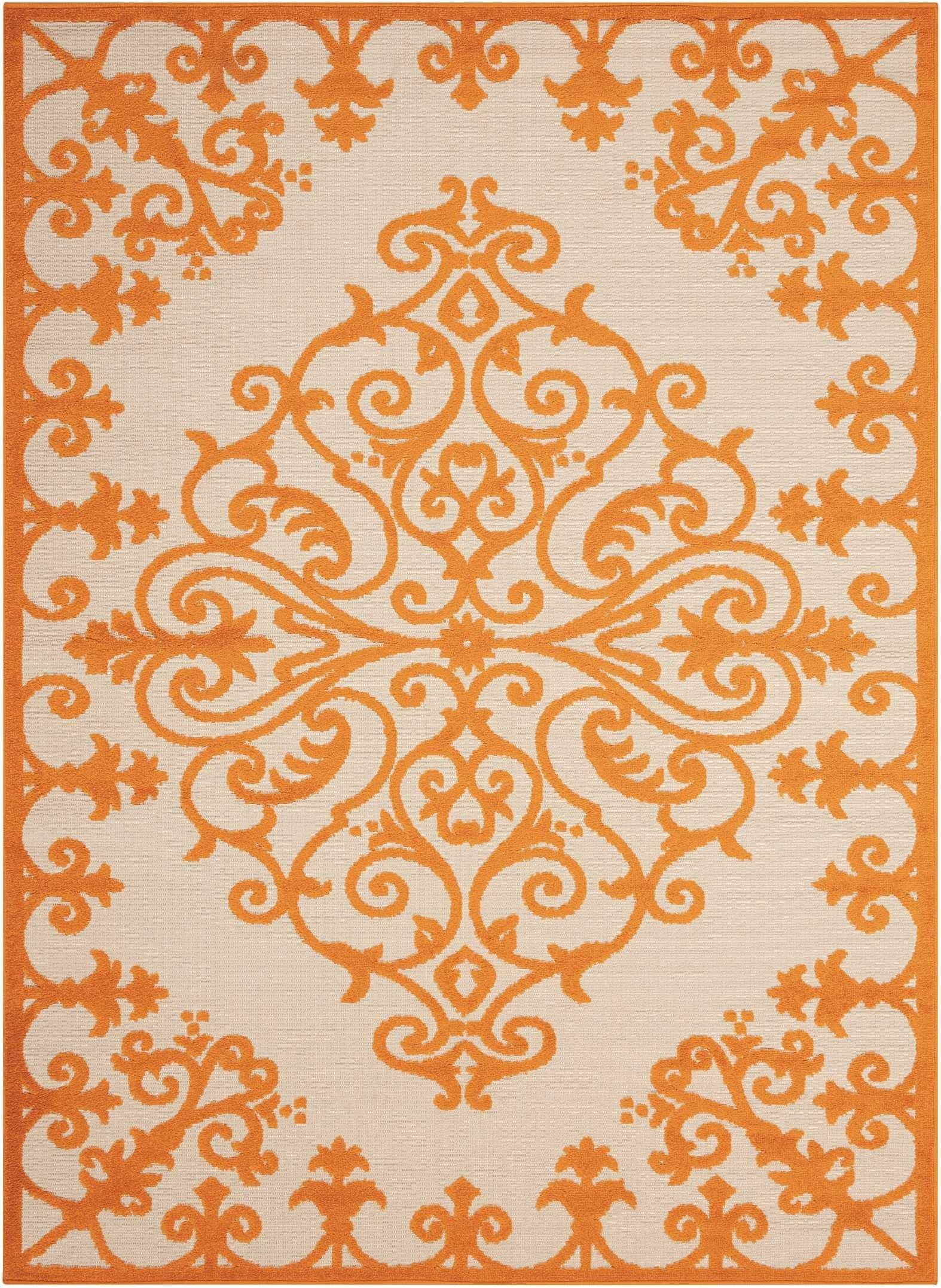 8’ x 11’ Orange Medallion Indoor Outdoor Area Rug