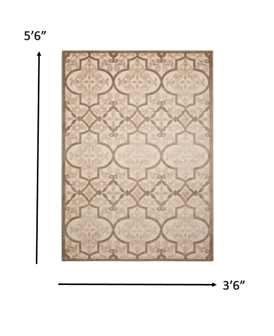 4’ x 6’ Cream and Beige Trellis Indoor Outdoor Area Rug