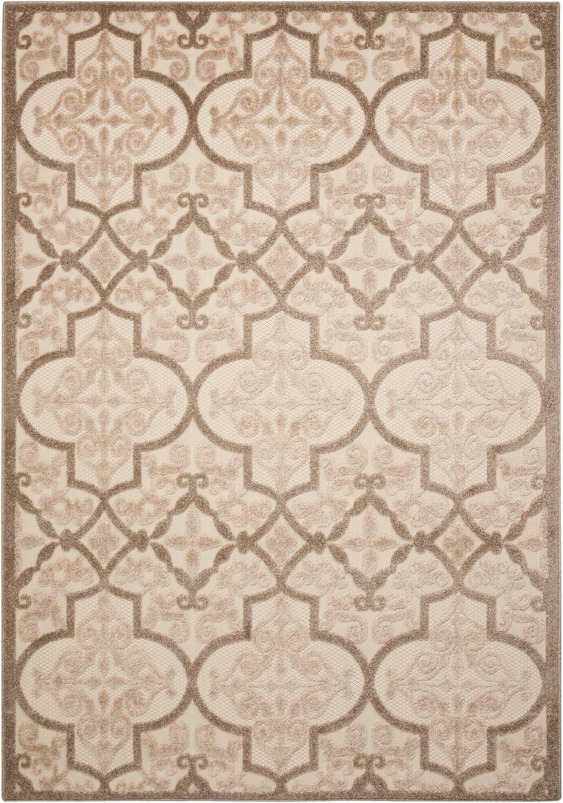 8’ x 11’ Cream and Beige Trellis Indoor Outdoor Area Rug