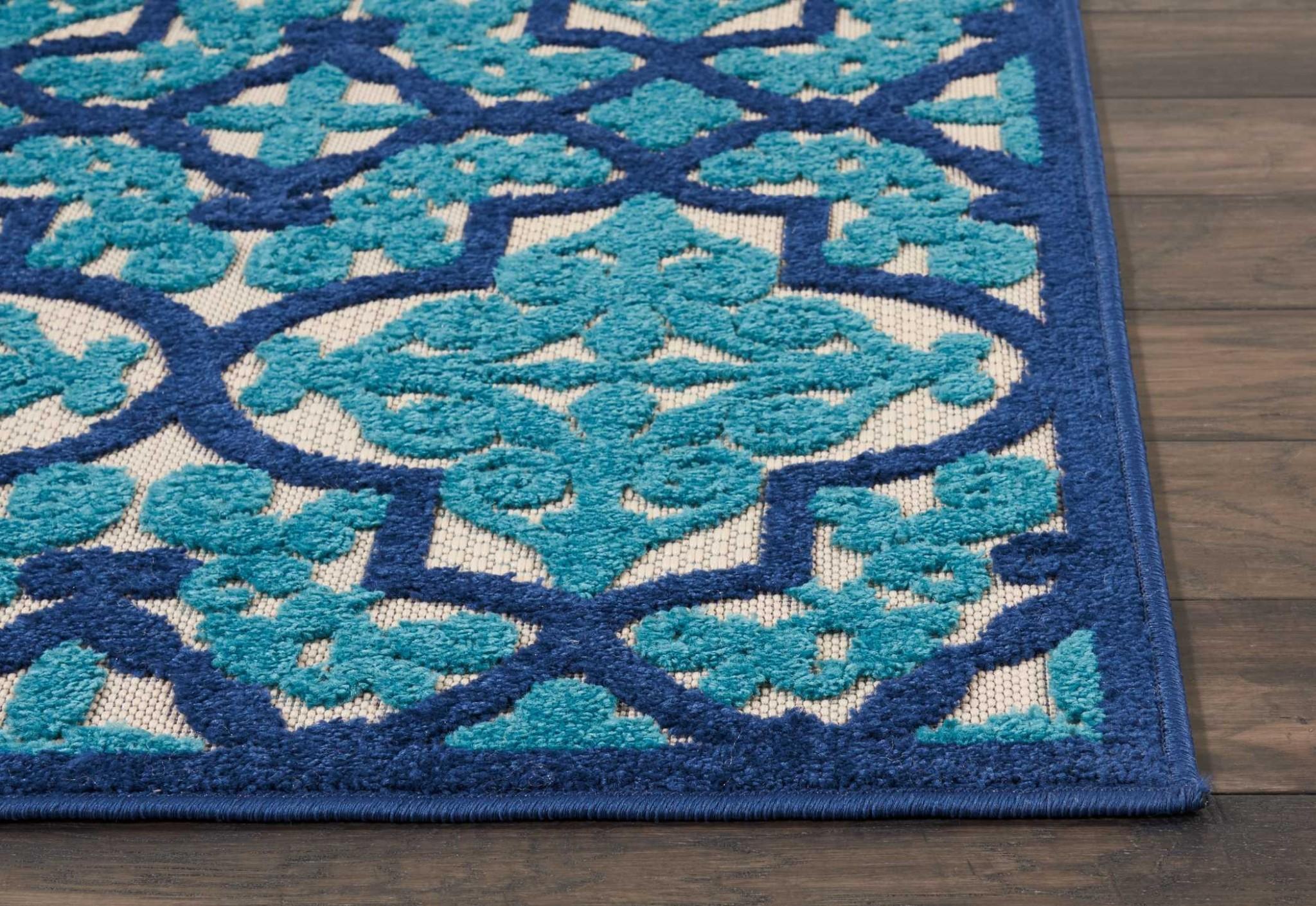 3’ x 4’ Navy and Beige Trellis Indoor Outdoor Area Rug