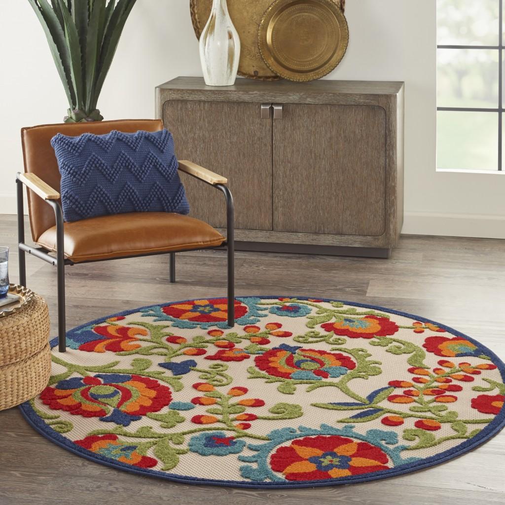 4’ Round Mediterra Indoor Outdoor Area Rug