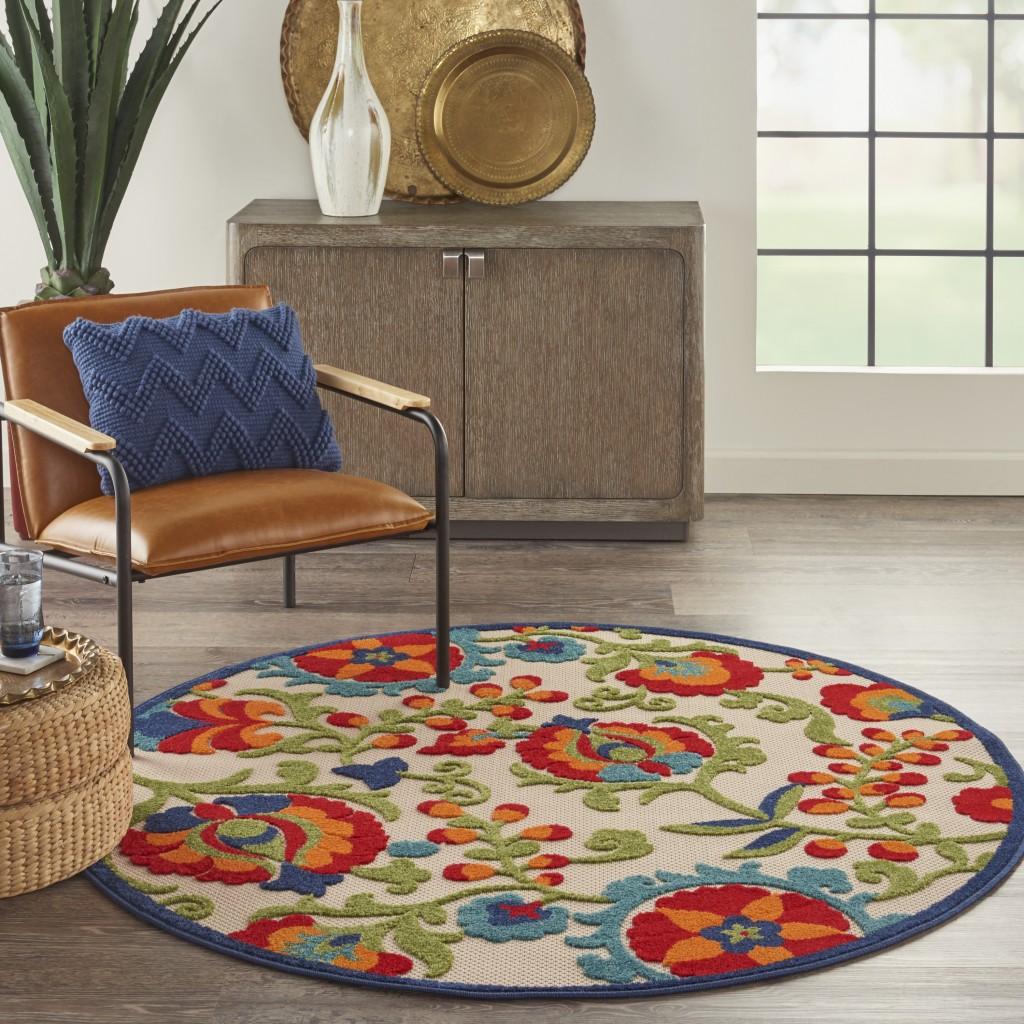 5’ Round Mediterra Indoor Outdoor Area Rug