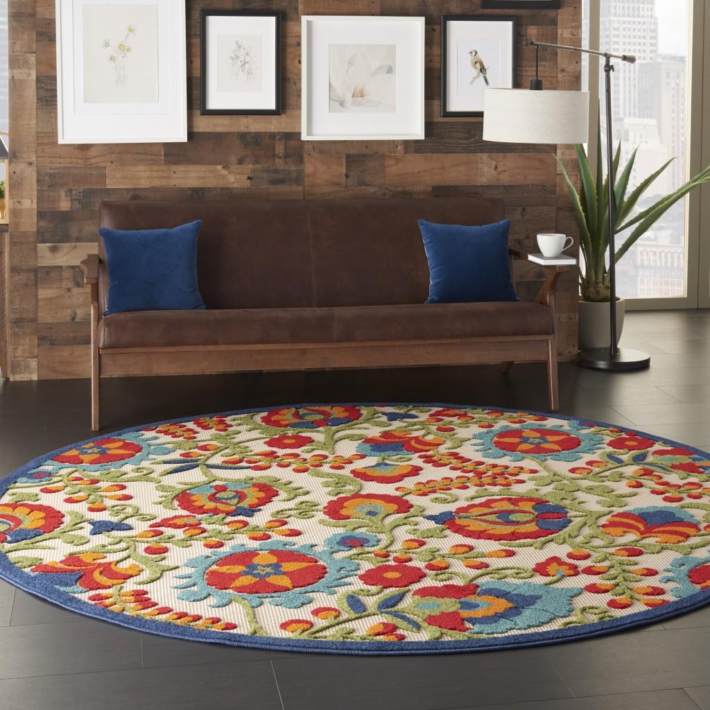 8’ Round Mediterra Indoor Outdoor Area Rug