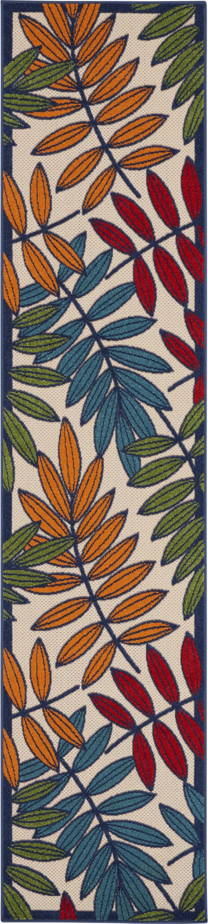 2’x 10’ Multicolored Leaves Indoor Outdoor Runner Rug Default Title