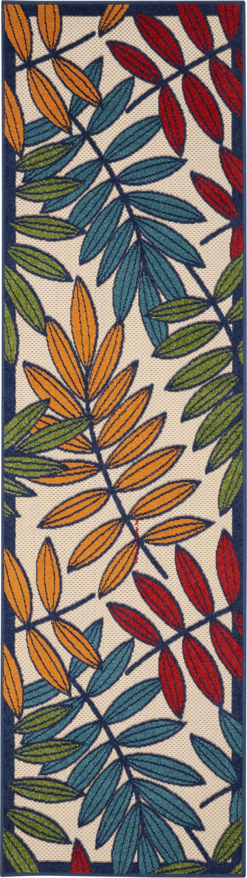 2’x 8’ Multicolored Leaves Indoor Outdoor Runner Rug Default Title