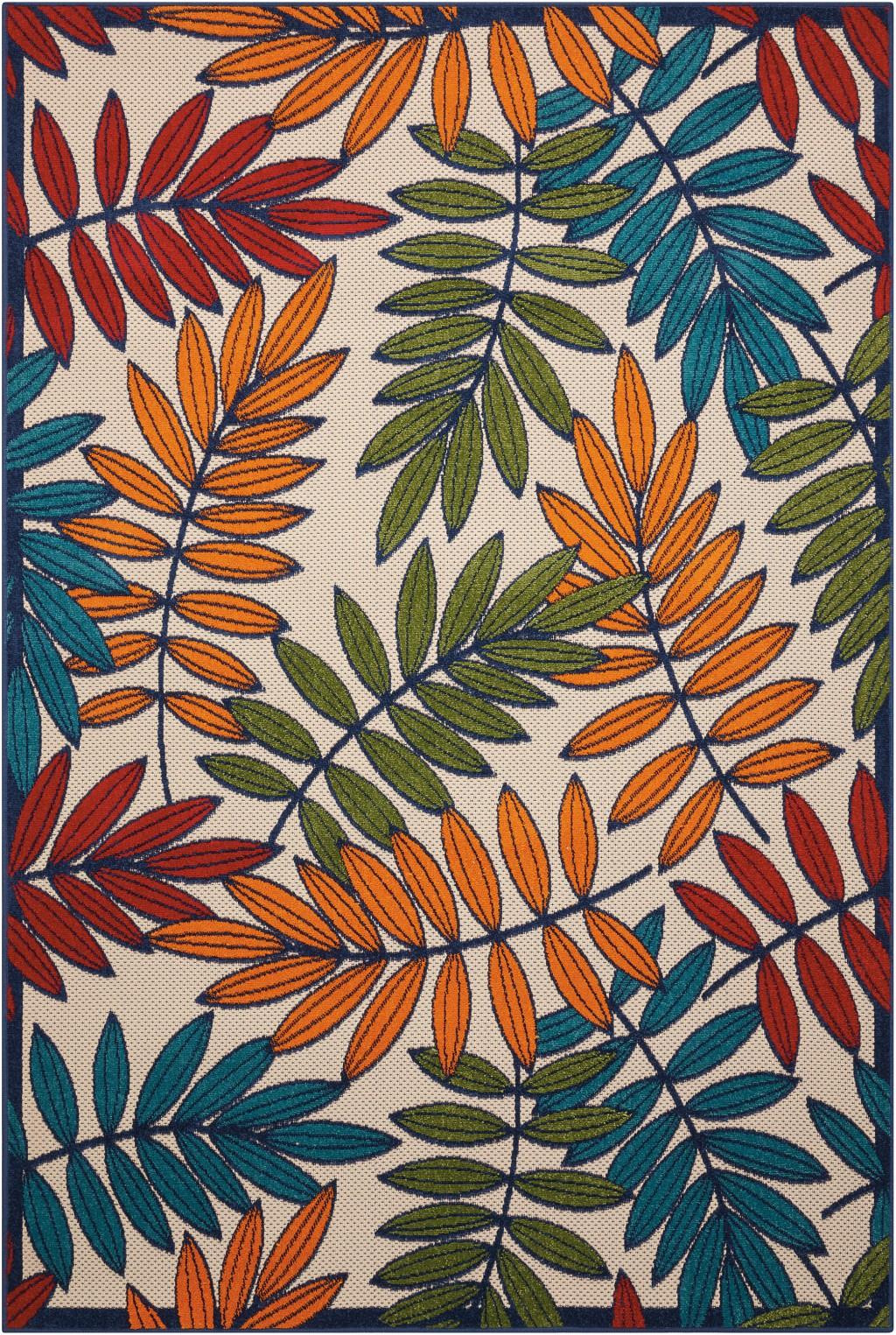 5’x 8’ Multicolored Leaves Indoor Outdoor Area Rug Default Title