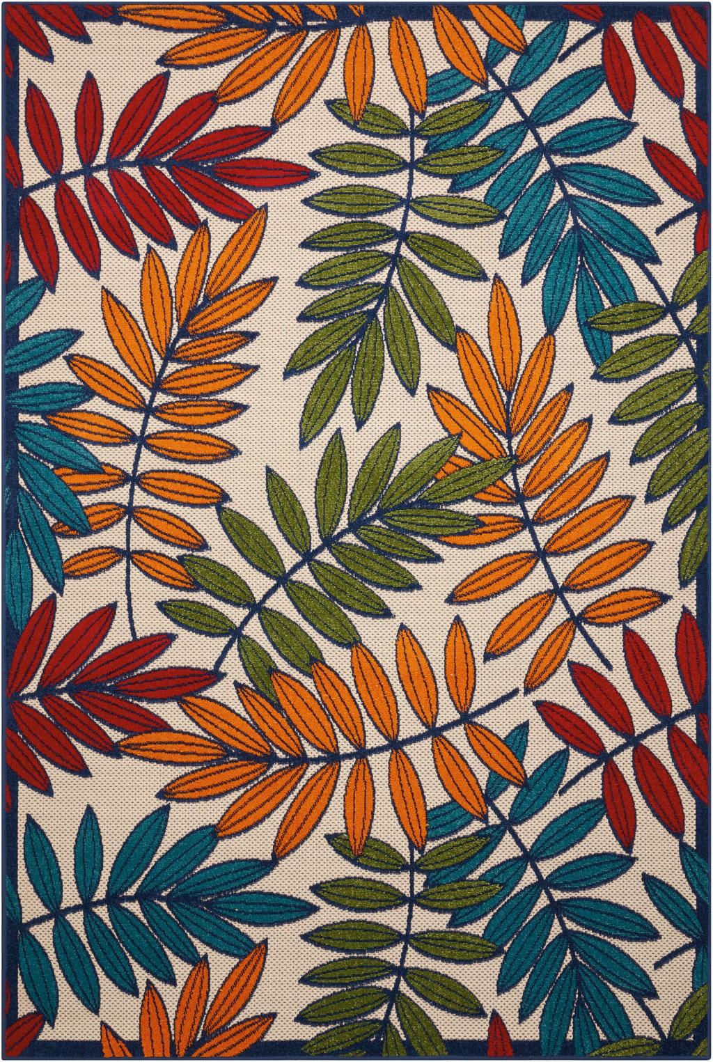 6’x 9’ Multicolored Leaves Indoor Outdoor Area Rug Default Title