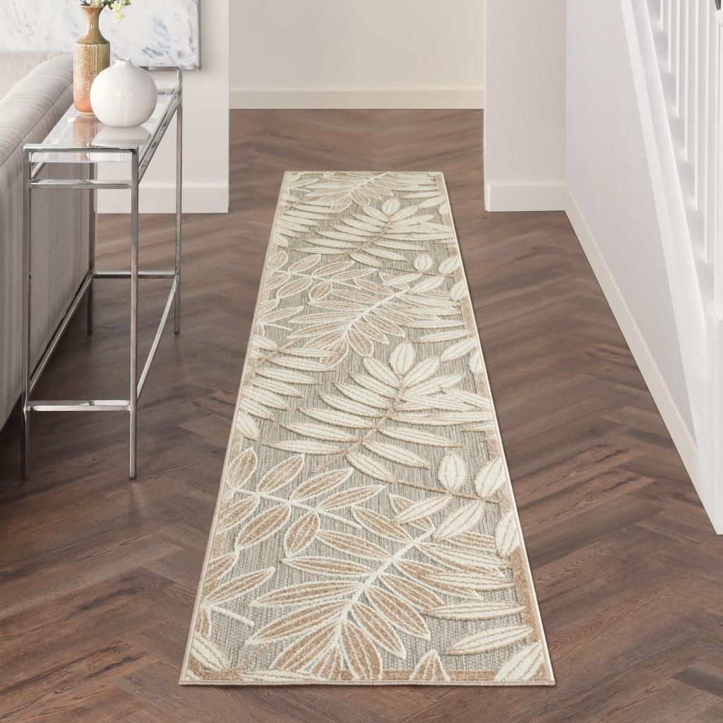 2’ x 12’ Natural Leaves Indoor Outdoor Runner Rug