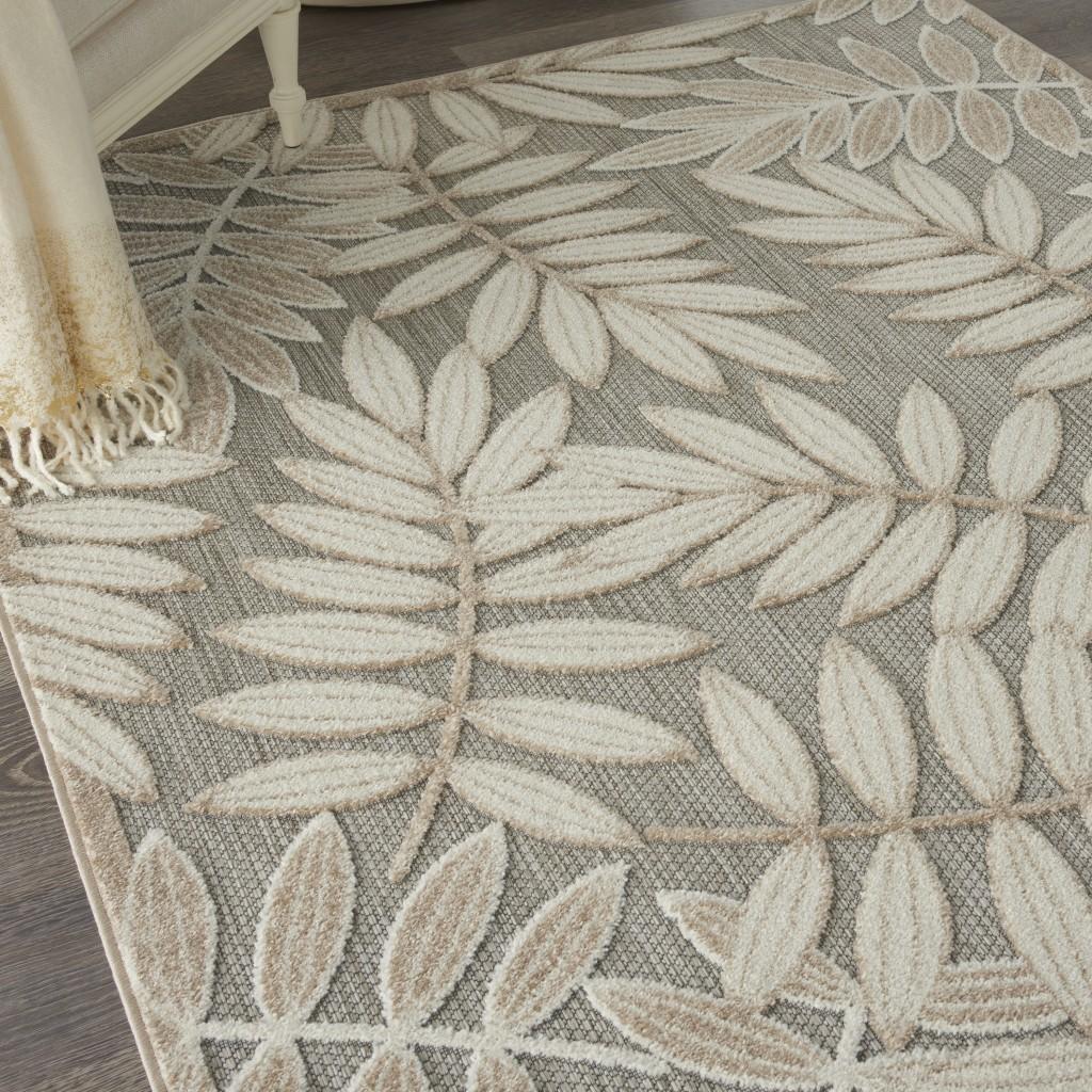 6’ x 9’ Natural Leaves Indoor Outdoor Area Rug