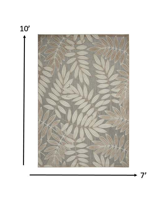 7’ x 10’ Natural Leaves Indoor Outdoor Area Rug