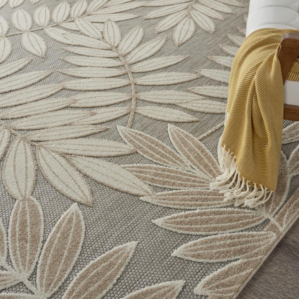 8’ x 11’ Natural Leaves Indoor Outdoor Area Rug